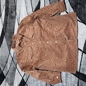 MITTOSHOP LEOPARD PRINT CORDUROY SNAP-BUTTON JACKET